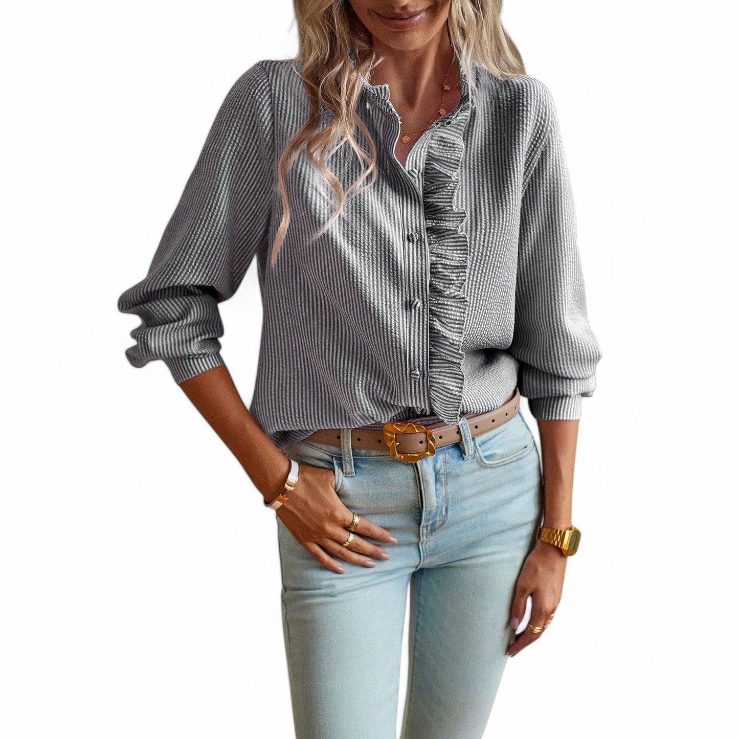 Striped Casual Blouse for Women - Ella