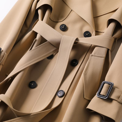 Women's Double Button Trench Coat Classic Outerwear - Victoria