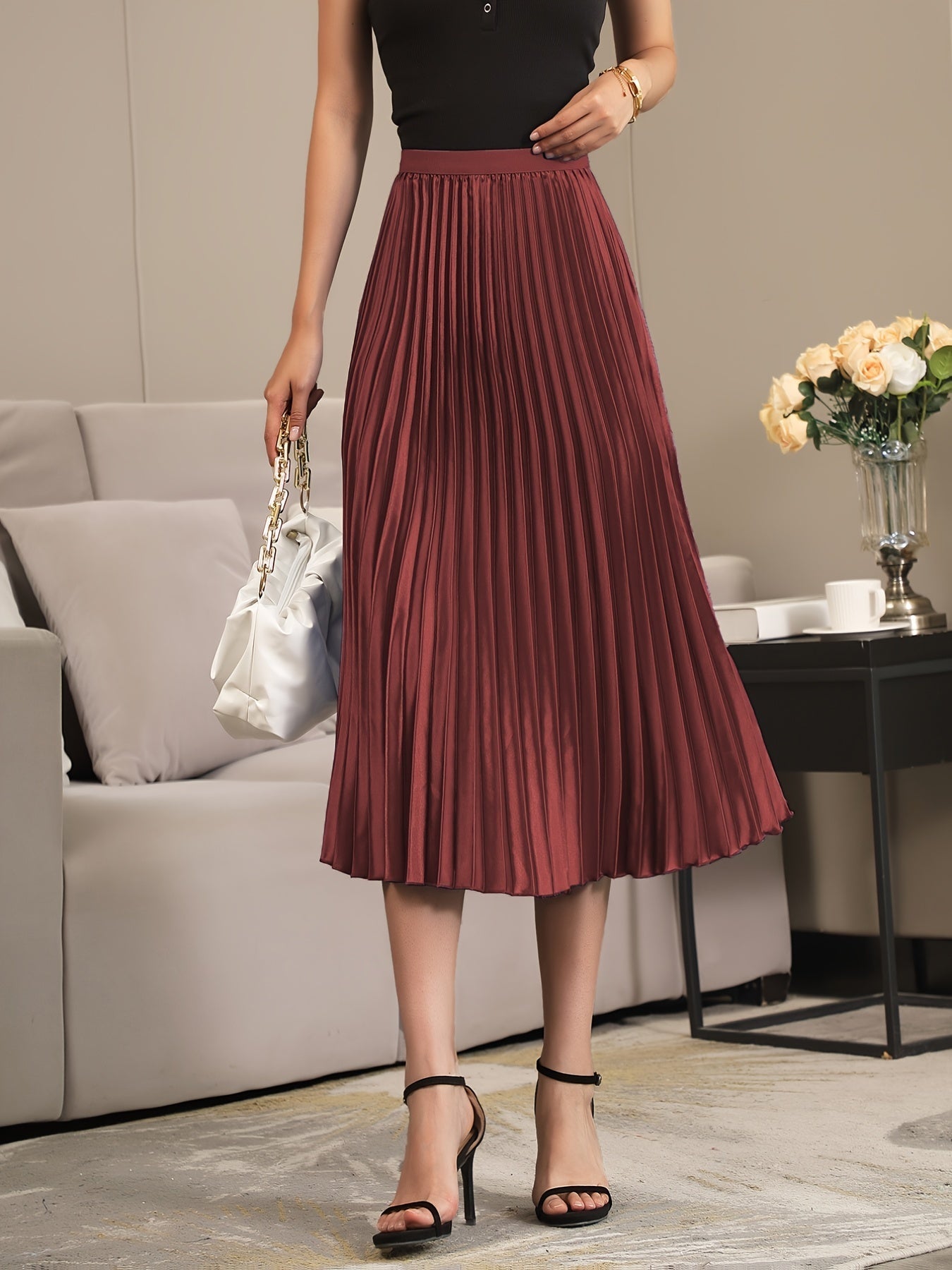 Elegant Pleated A-Line Skirt for Women - Florence
