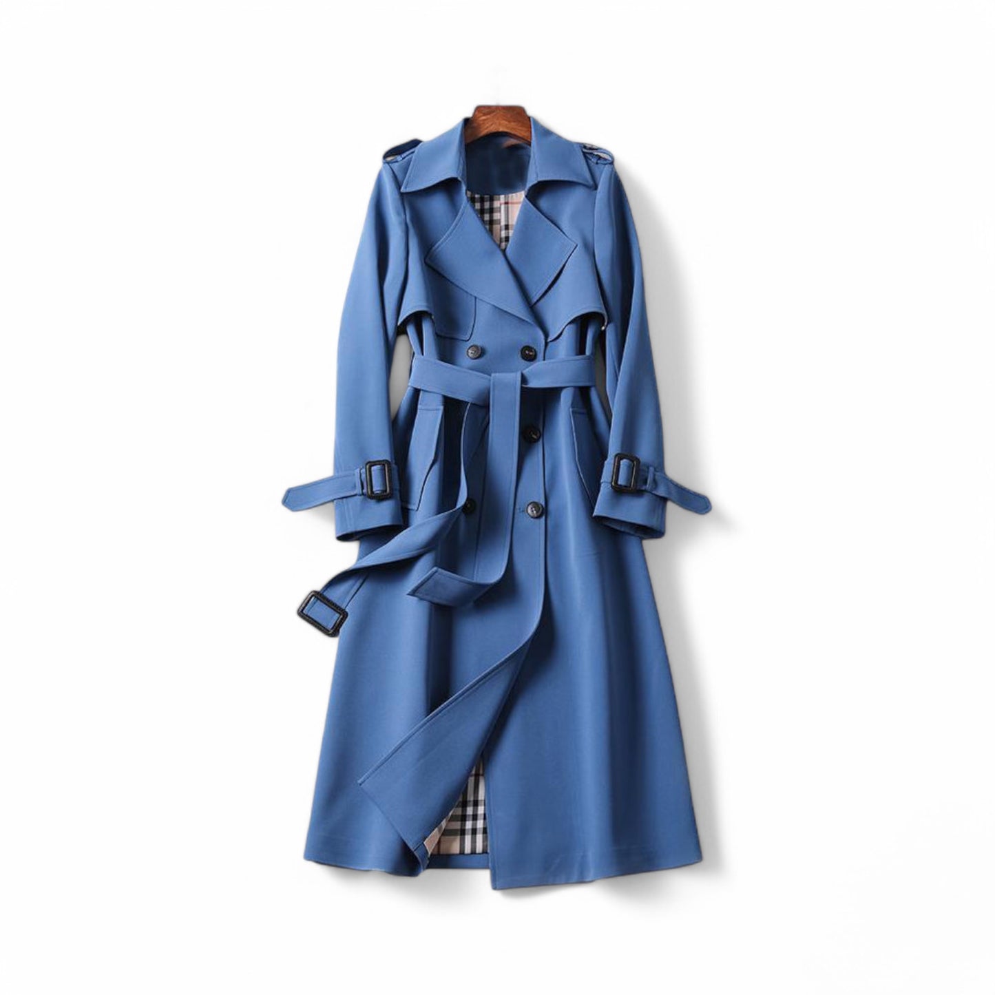 Women's Double Button Trench Coat Classic Outerwear - Victoria