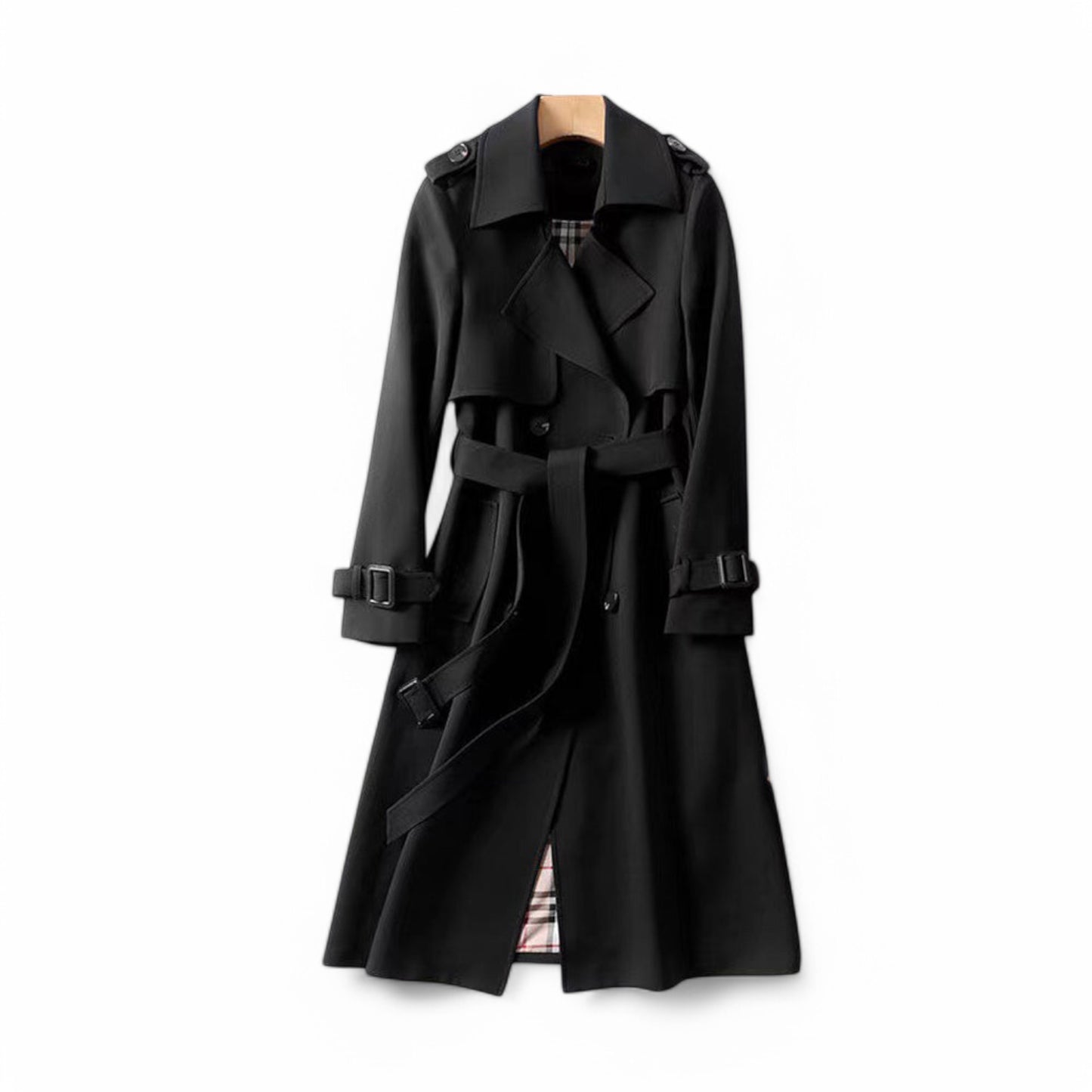 Women's Double Button Trench Coat Classic Outerwear - Victoria