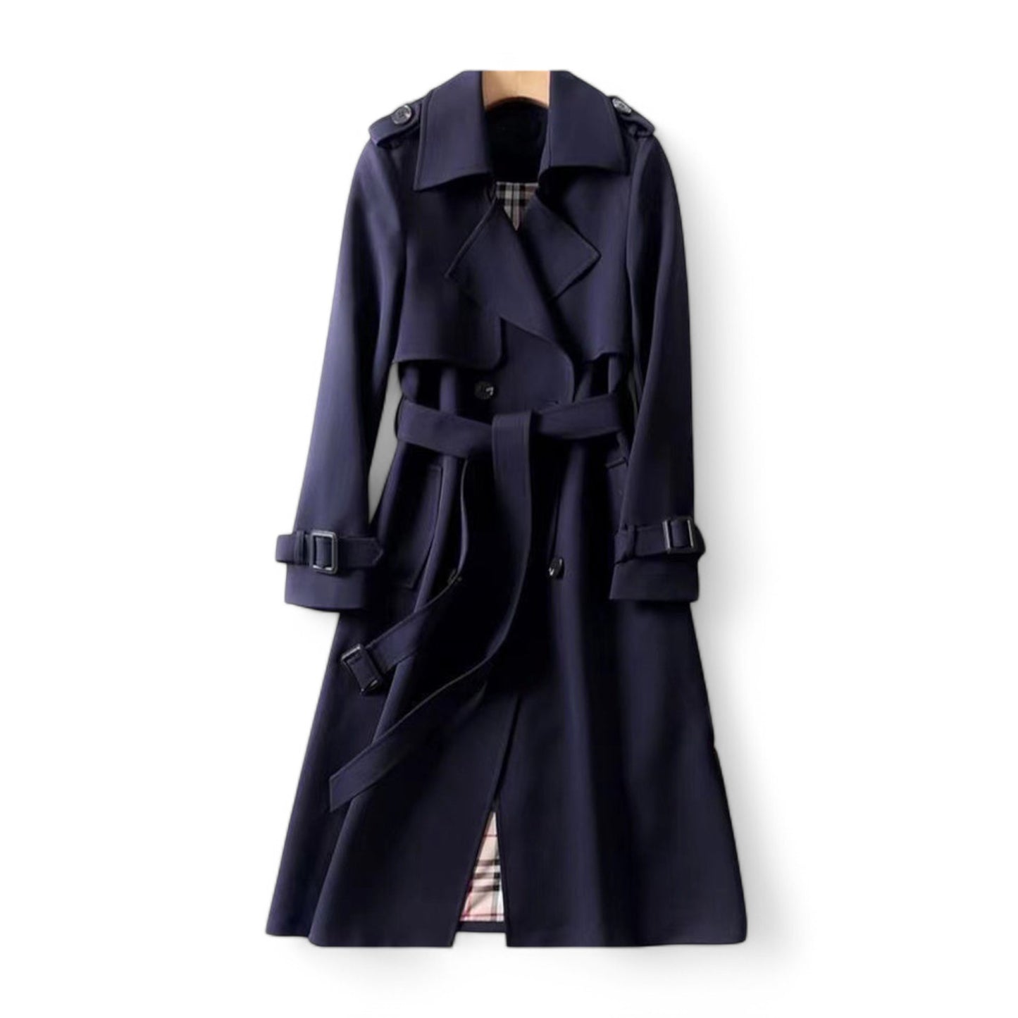 Women's Double Button Trench Coat Classic Outerwear - Victoria