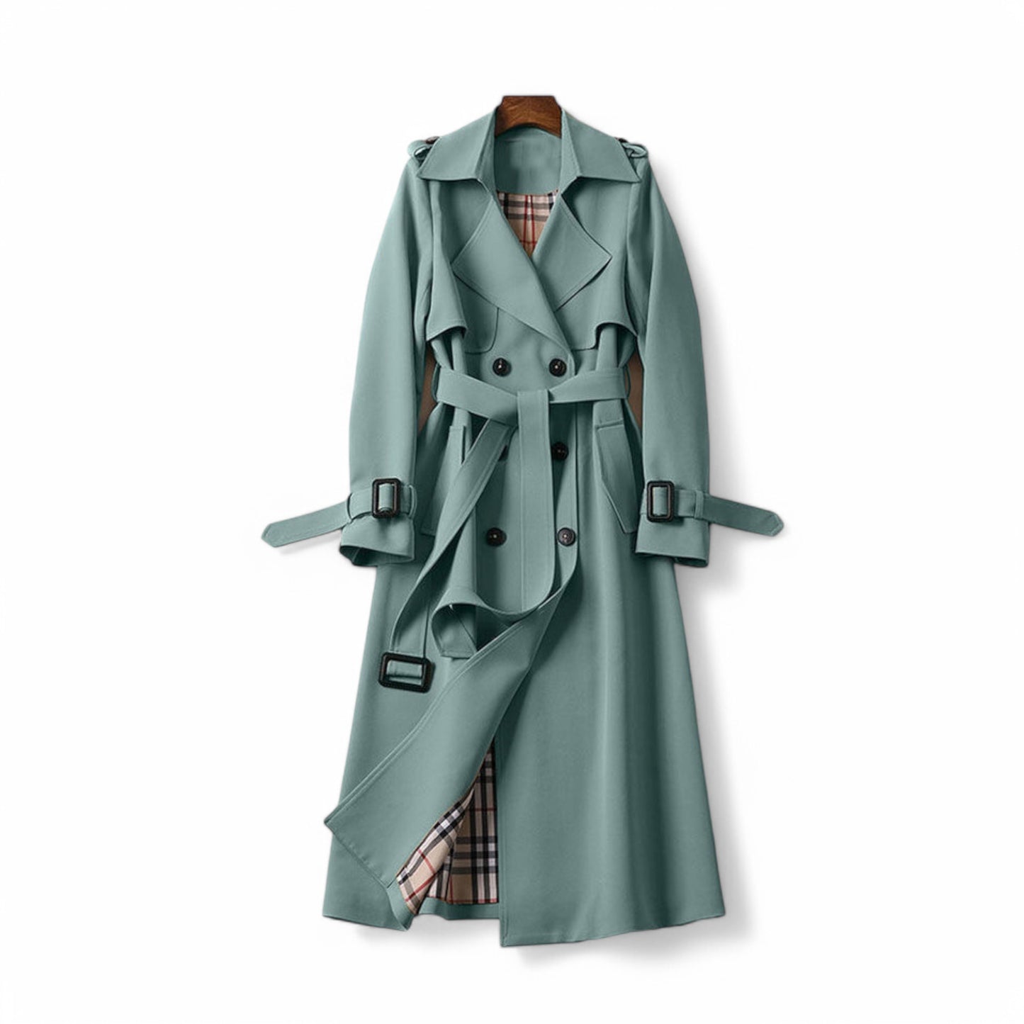 Women's Double Button Trench Coat Classic Outerwear - Victoria