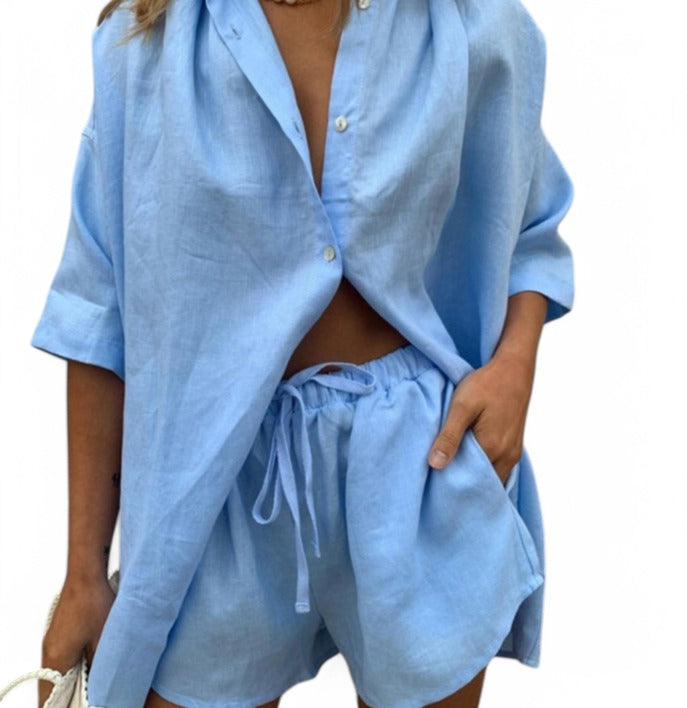 Casual Linen Shorts Set for Women - Amelia
