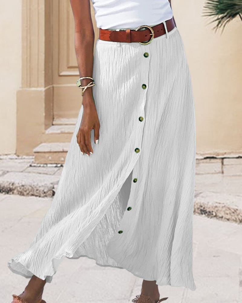 Elegant Solid Color Long Skirt for Women - Celeste