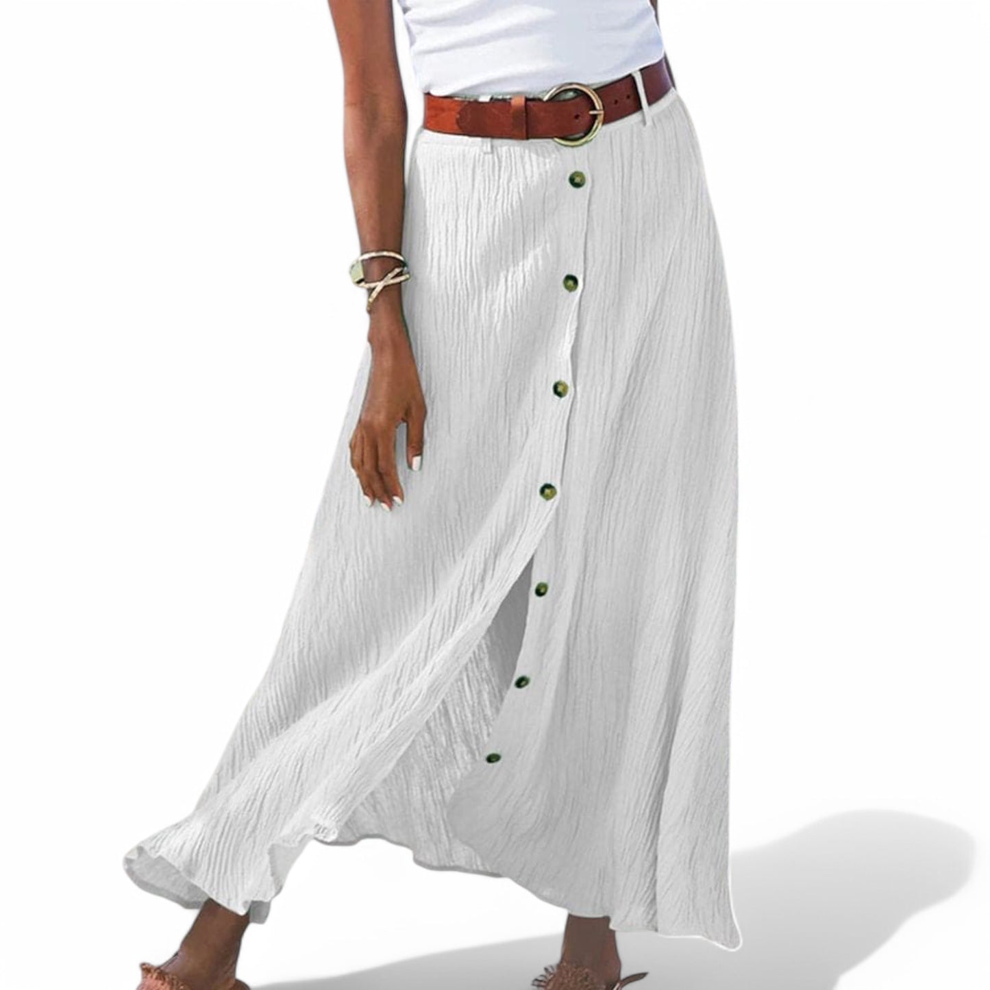Elegant Solid Color Long Skirt for Women - Celeste