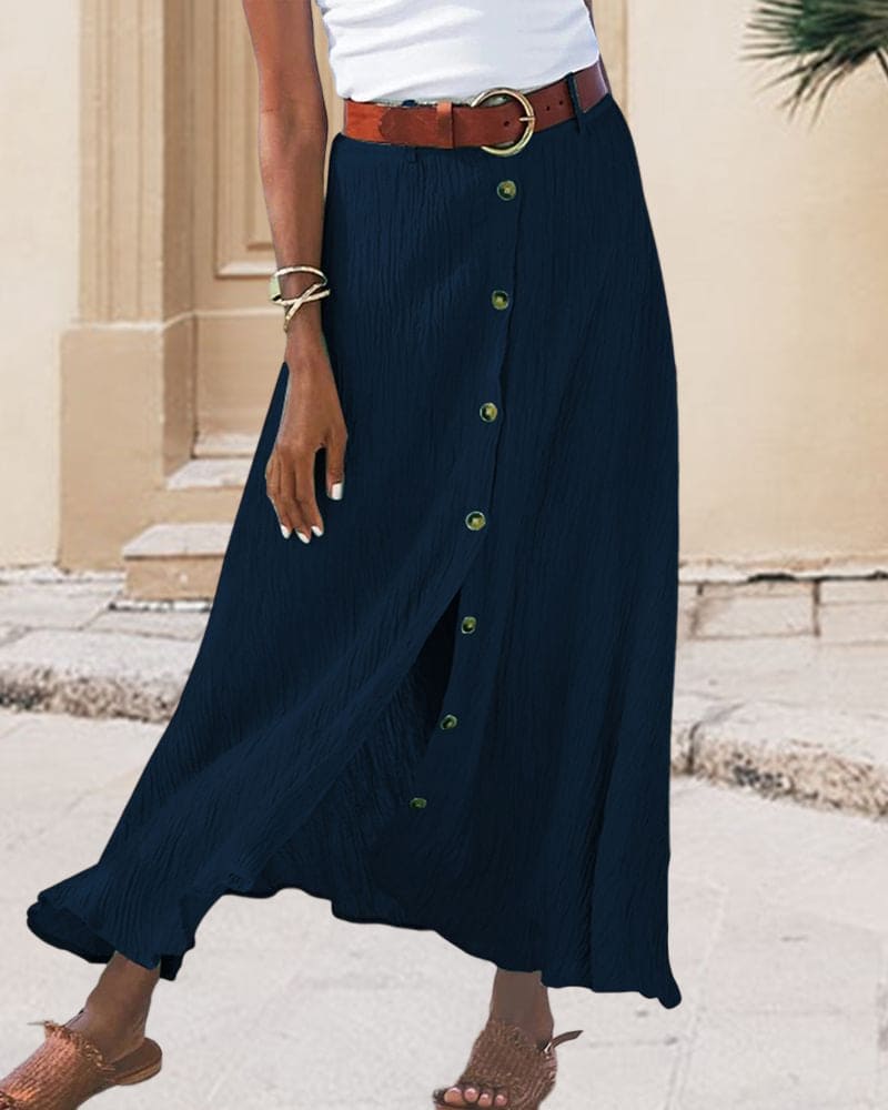 Elegant Solid Color Long Skirt for Women - Celeste