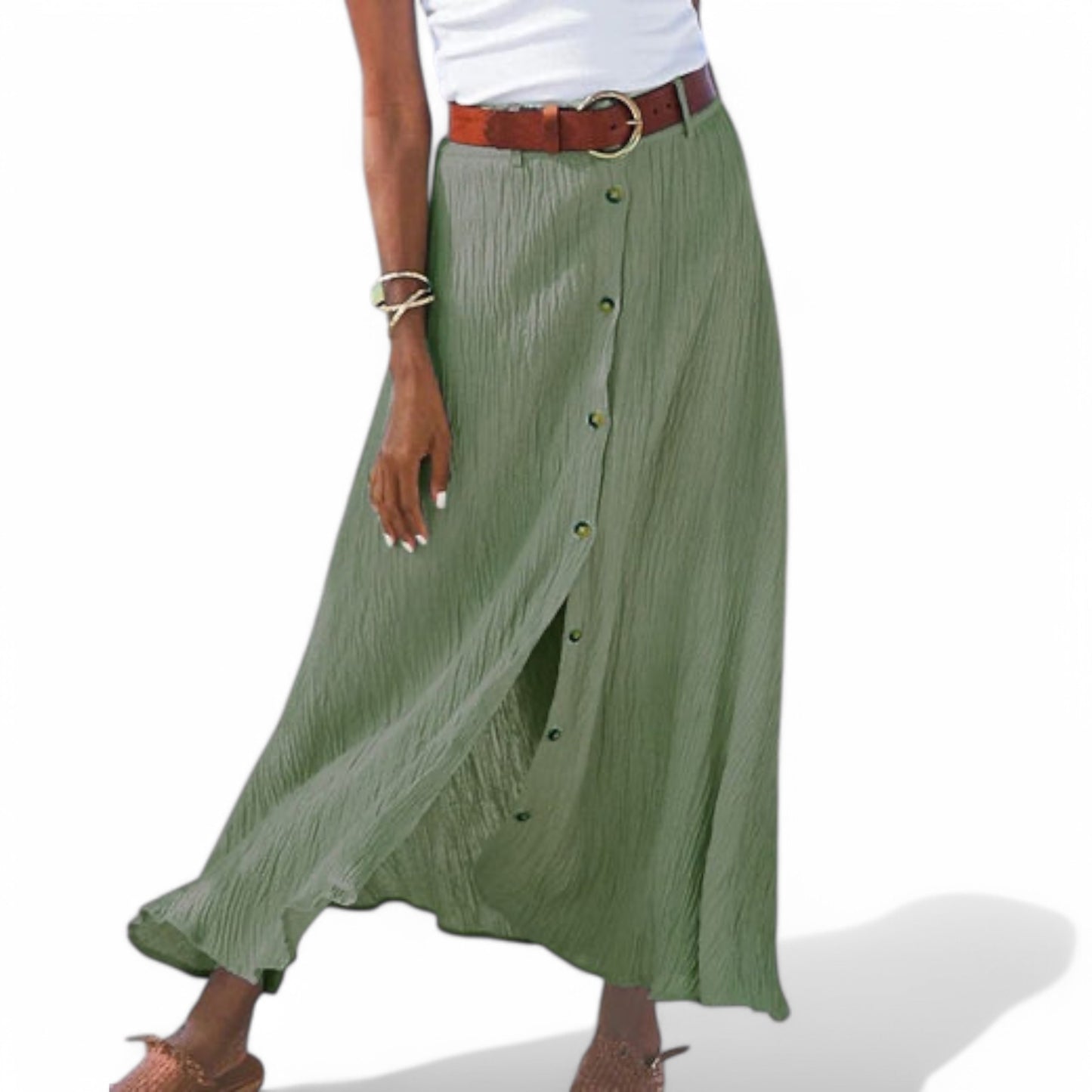 Elegant Solid Color Long Skirt for Women - Celeste