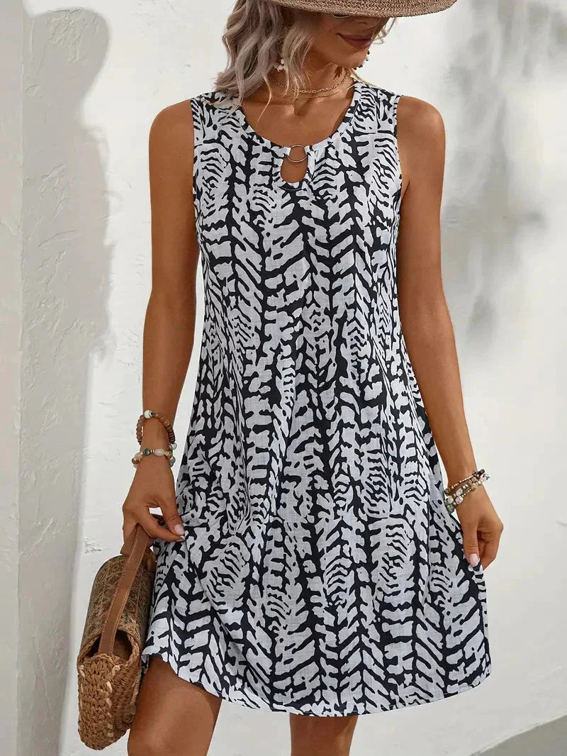 Printed Sleeveless Summer Mini Dress - Maya