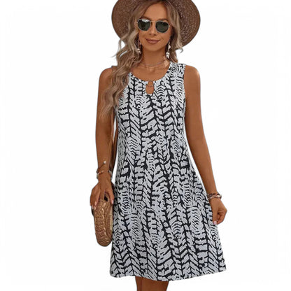 Printed Sleeveless Summer Mini Dress - Maya