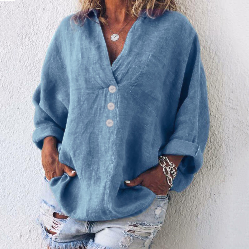 Stylish Cotton Linen Blouse for Women - Ava