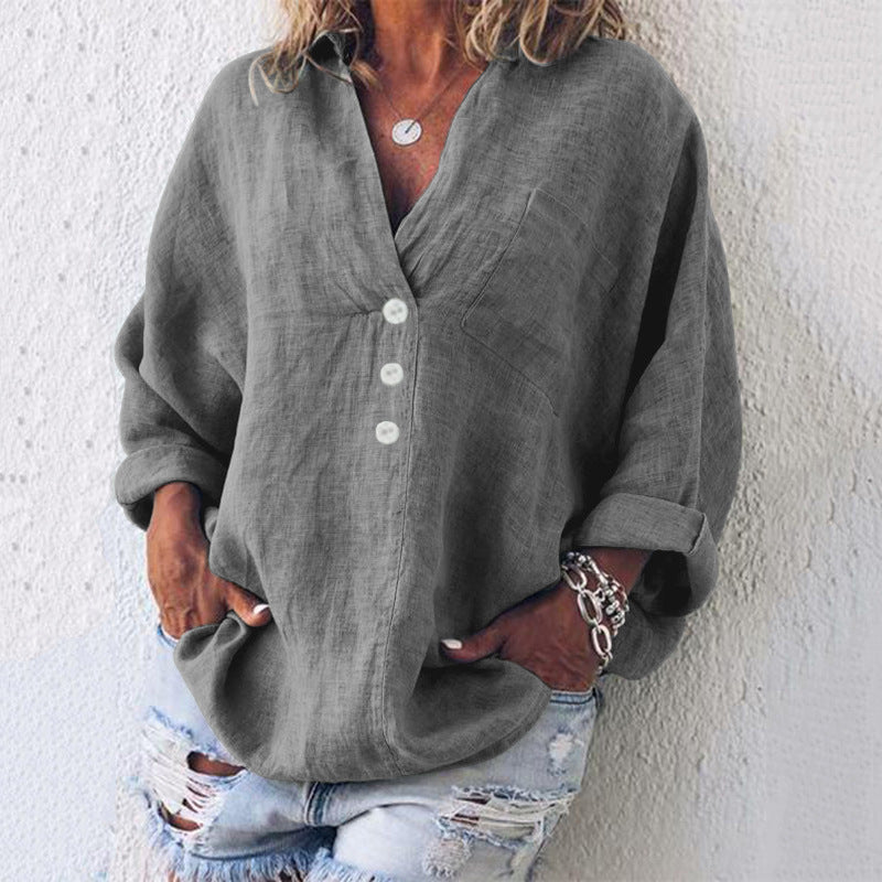 Stylish Cotton Linen Blouse for Women - Ava