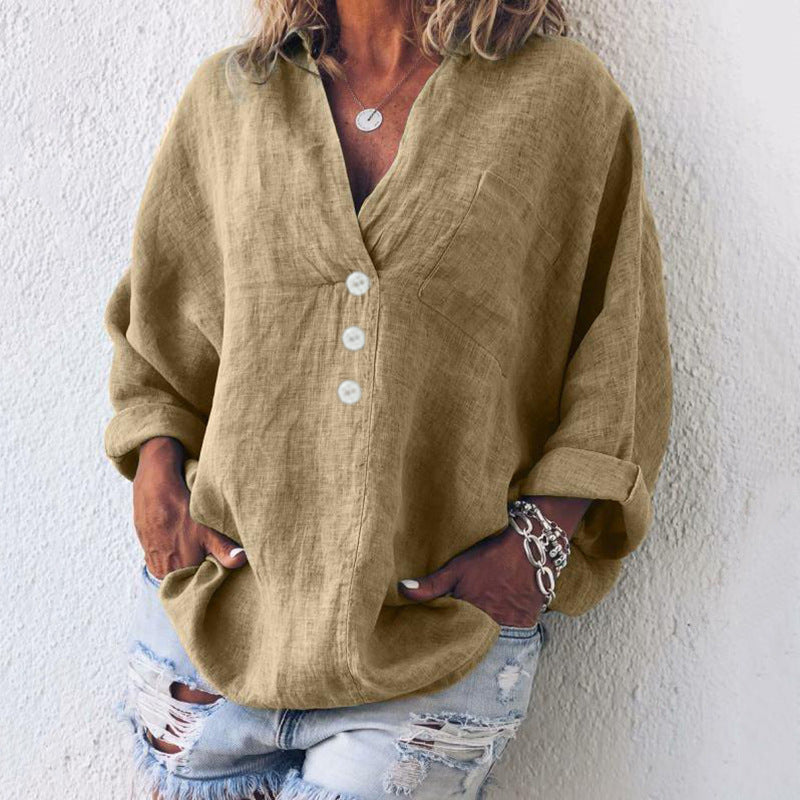 Stylish Cotton Linen Blouse for Women - Ava