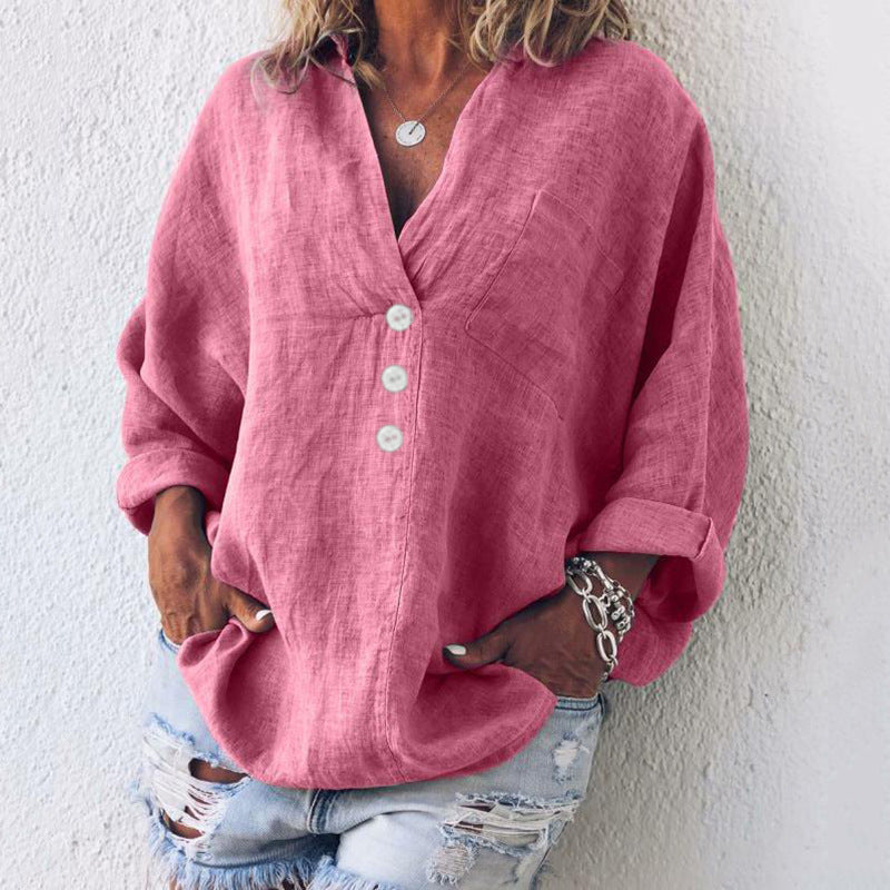 Stylish Cotton Linen Blouse for Women - Ava
