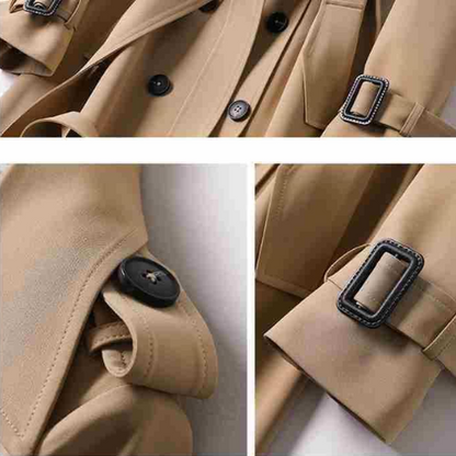 Women's Double Button Trench Coat Classic Outerwear - Victoria