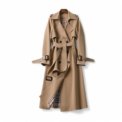 Women's Double Button Trench Coat Classic Outerwear - Victoria