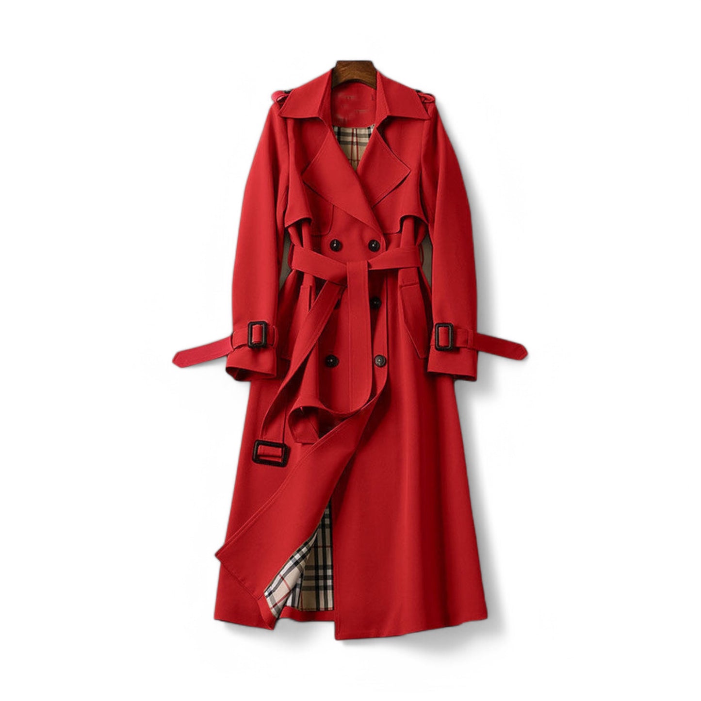 Women's Double Button Trench Coat Classic Outerwear - Victoria